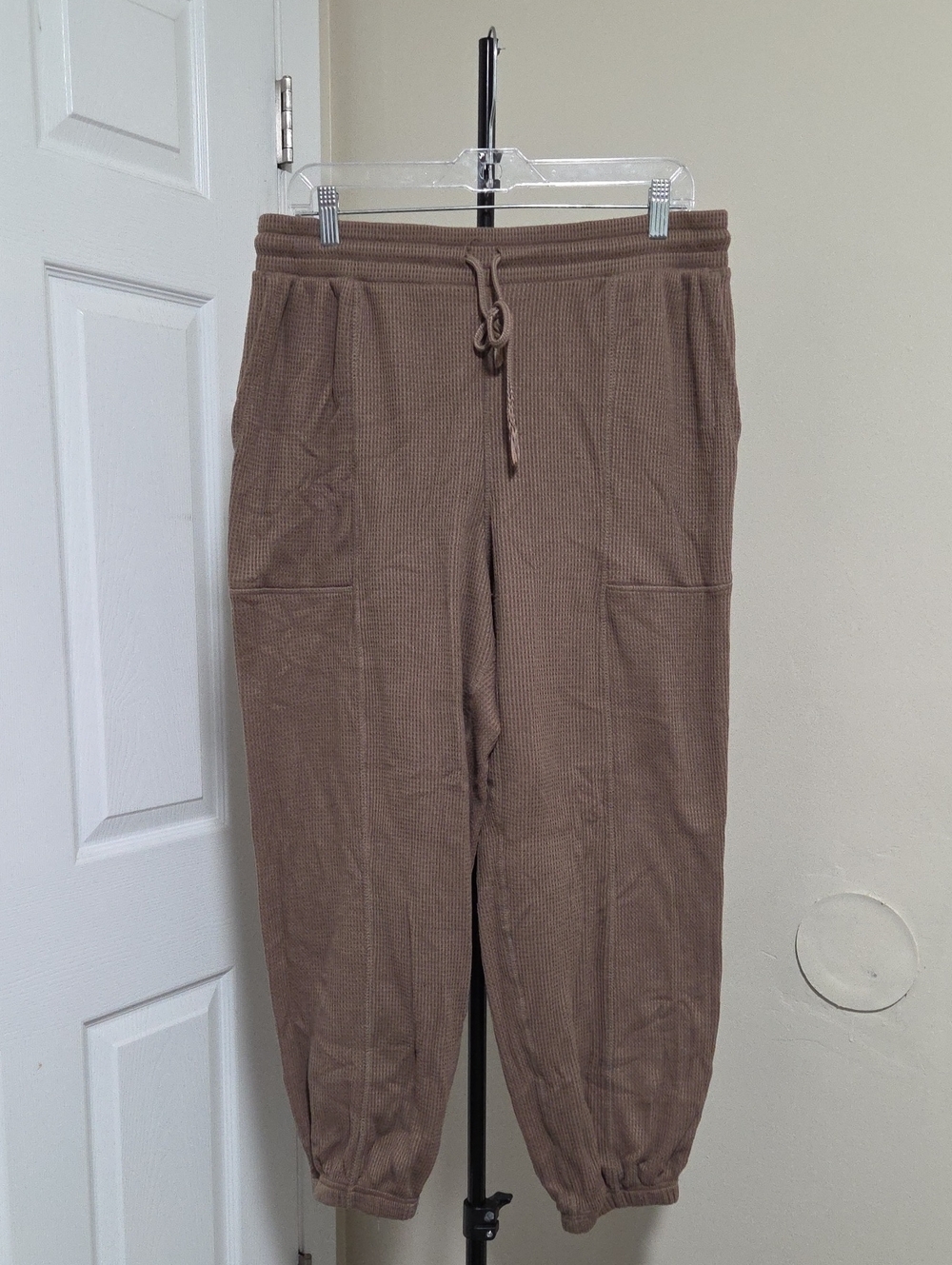 Yogalicious Waffle Knit Jogger Pants - Brown